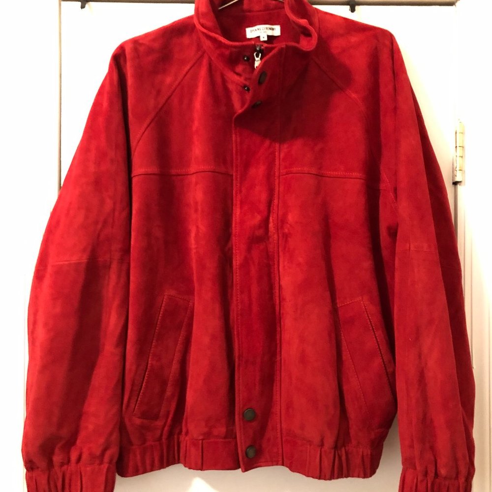 Opening Ceremony Suede Leather Jacket Red NEW
